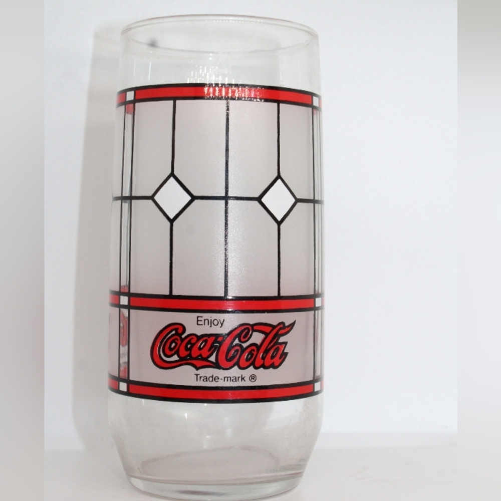 Vtg Coca Cola Frosted "Tiffany Style" Stained Glass Cup
